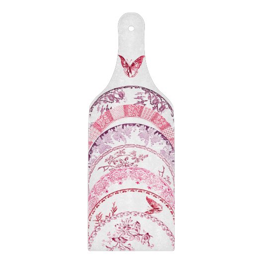 Französische Antike Teller | RED BUTTERFLFLY Board Schneidebrett (Vorderseite)