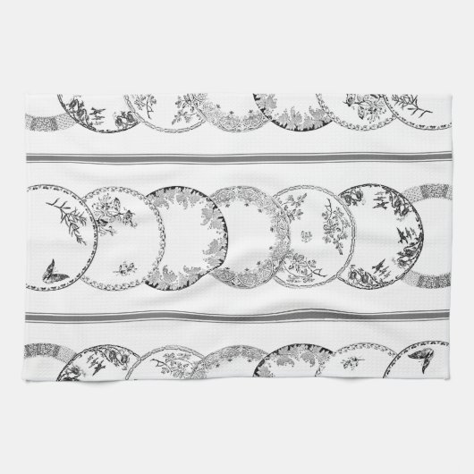 Französische Antike Teller | SCHWARZE Küchentuch (Horizontal)