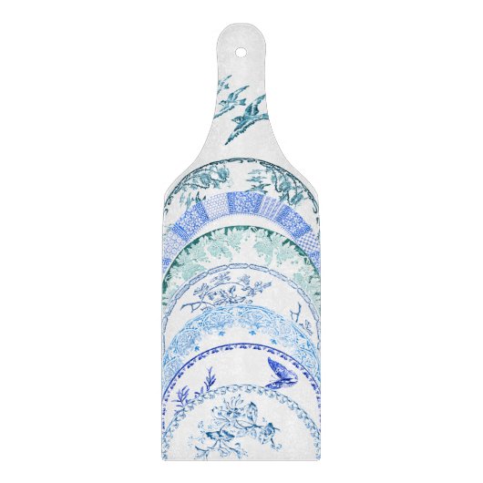 Französische Antiquitätenplatte | BLUE BIRD Decorb Schneidebrett (Vorderseite)