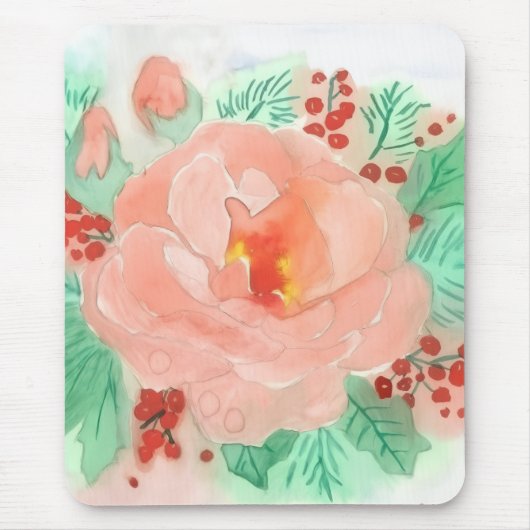 Französische Aquarell-Rose Mousepad (Vorne)