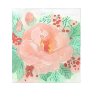 Französische Aquarell-Rose Notizblock