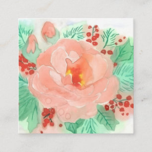 Französische Aquarell-Rose Quadratische Visitenkarte