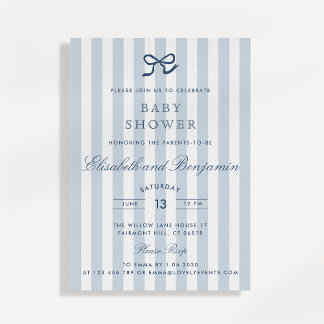 Französische Baby Shower Einladung mit Blauem Band