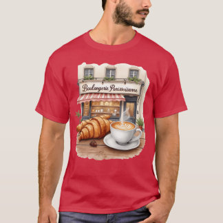 Französische Bäckerei Caf Croissant Kaffee Kunst F T-Shirt
