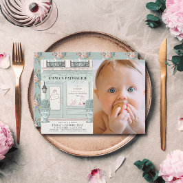 Französische Bäckerei Patisserie Green 1. Geburtst Einladung