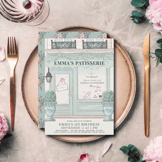 Französische Bäckerei Patisserie Paris Green 1. Ge Einladung