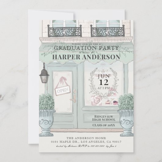 Französische Bäckerei Patisserie Paris Green Absch Einladung (Vorderseite)