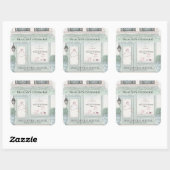 Französische Bäckerei Patisserie Paris Green Bat M Quadratischer Aufkleber (Blatt)