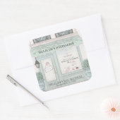 Französische Bäckerei Patisserie Paris Green Bat M Quadratischer Aufkleber (Umschlag)