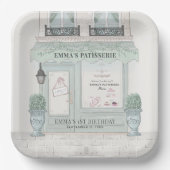 Französische Bäckerei Patisserie Paris Green Gebur Pappteller (Vorderseite)