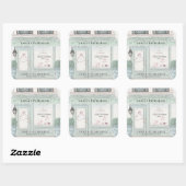 Französische Bäckerei Patisserie Paris Green Gebur Quadratischer Aufkleber (Blatt)