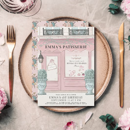 Französische Bäckerei Patisserie Paris Pink 1. Geb Einladung