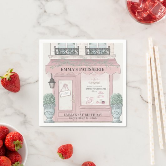 Französische Bäckerei Patisserie Paris Pink 1. Geb Serviette (Beispiel)