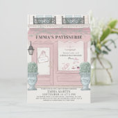 Französische Bäckerei Patisserie Paris Pink Baby D Einladung (Stehend Vorderseite)