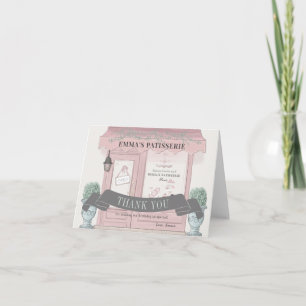 Französische Bäckerei Patisserie Paris Pink Geburt Dankeskarte