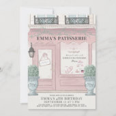 Französische Bäckerei Patisserie Paris Pink Geburt Einladung (Vorderseite)