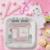 Französische Bäckerei Patisserie Paris Pink Geburt Pappteller (Party)