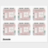 Französische Bäckerei Patisserie Paris Pink Geburt Quadratischer Aufkleber (Blatt)