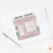 Französische Bäckerei Patisserie Paris Pink Geburt Quadratischer Aufkleber (Umschlag)