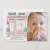 Französische Bäckerei Patisserie Pink 1. Geburtsta Einladung (Vorderseite)