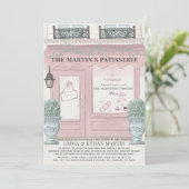 Französische Bäckerei Patisserie Pink Baby Dusche  Einladung (Stehend Vorderseite)