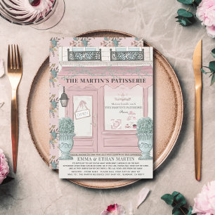 Französische Bäckerei Patisserie Pink Baby Dusche Einladung