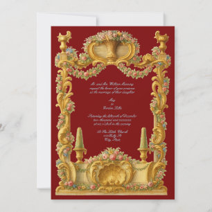 Französische Barock-Rokokofarbe Blumenborder Einladung