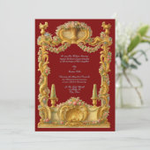 Französische Barock-Rokokofarbe Blumenborder Einladung (Stehend Vorderseite)