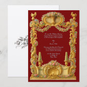 Französische Barock-Rokokofarbe Blumenborder Einladung (Vorne/Hinten)