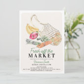 Französische Beutel-Brautparty frisch vom Markt Einladung (Stehend Vorderseite)