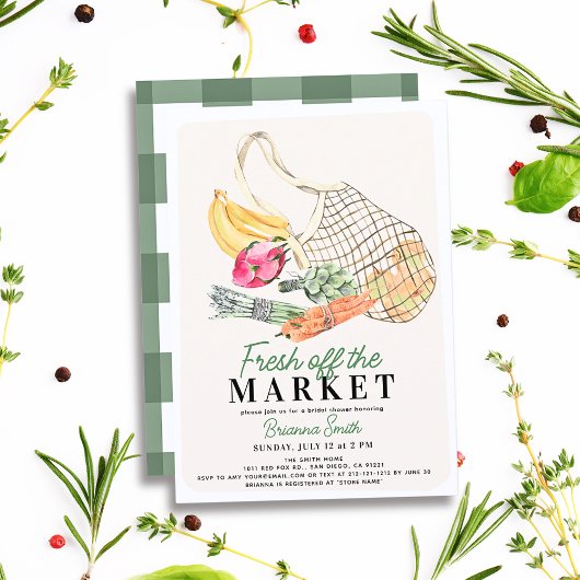 Französische Beutel-Brautparty frisch vom Markt Einladung