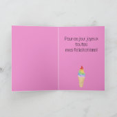 Französische Birthday Rainbow Gay Pride Ice Creme  Karte (Innenseite)