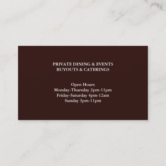 Französische Bistro-Visitenkarte Visitenkarte (Rückseite)