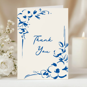Französische Blaue Landgarten-Blumenhochzeit Dankeskarte