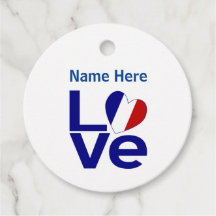 Französische Blaue LIEBE Herzenflagge Personalisie