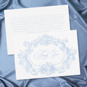 Französische Blaue Rokoko Königliche Vintage Elega Dankeskarte