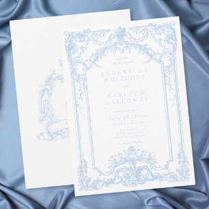 Französische Blaue Rokoko Königliche Vintage Elega Einladung