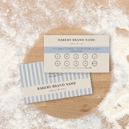 Französische blaue Streifen Bäckerei-Logo-Treuekar Visitenkarte