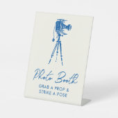 Französische Blaue Whimsical-Kamera-Fotobooth Sockelschild (Vorderseite)