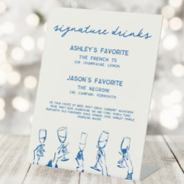Französische Blaue Whimsical Signature-Drinks Cock Sockelschild