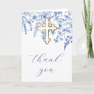 Französische Blaue Wildblumen Religiöse Dankeschön Karte