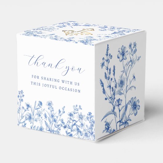 Französische Blaue Wildblumen Taufkirche Geschenkschachtel (Rückseite)