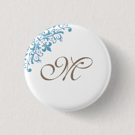 Französische Blue Lilie Initial Script Monogram Button