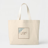 Französische Blue Lilie Initial Script Monogram Jumbo Stoffbeutel (Vorne)