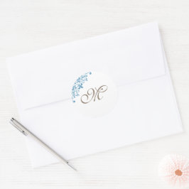 Französische Blue Lilie Initial Script Monogram Runder Aufkleber