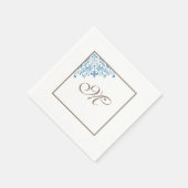 Französische Blue Lilie Initial Script Monogram Serviette (Ecke)