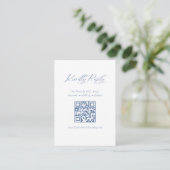 Französische Blue Wedding RSVP QR Code Enclosure C Begleitkarte (Stehend Vorderseite)