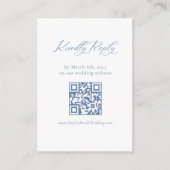 Französische Blue Wedding RSVP QR Code Enclosure C Begleitkarte (Vorderseite)