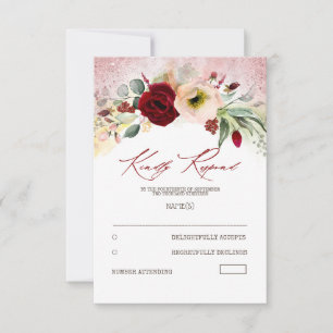 Französische Blume Rose Gold Glitzer Hochzeit RSVP