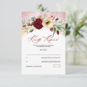 Französische Blume Rose Gold Glitzer Hochzeit RSVP (Stehend Vorderseite)